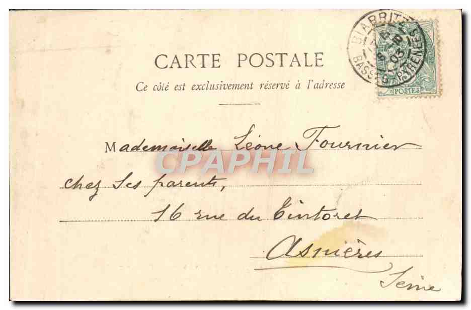 CPA Biarritz Le Srmaphore La Tour De l'Atayale Et Pont BVieux — Rückseite