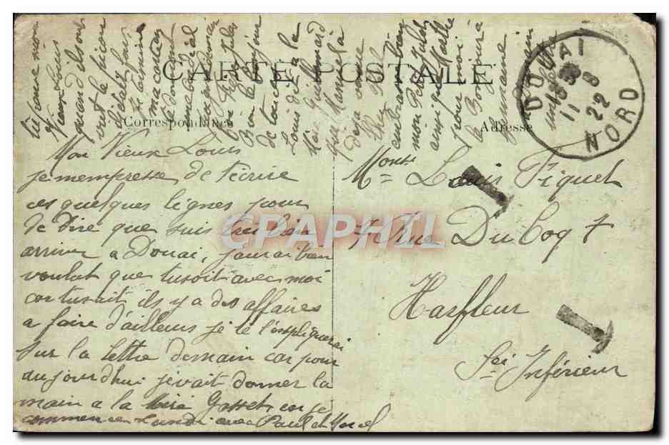 CPA La Grande Guerre Douai En Ruines Les Allemands Mirent Le Feu A Tout — Rückseite