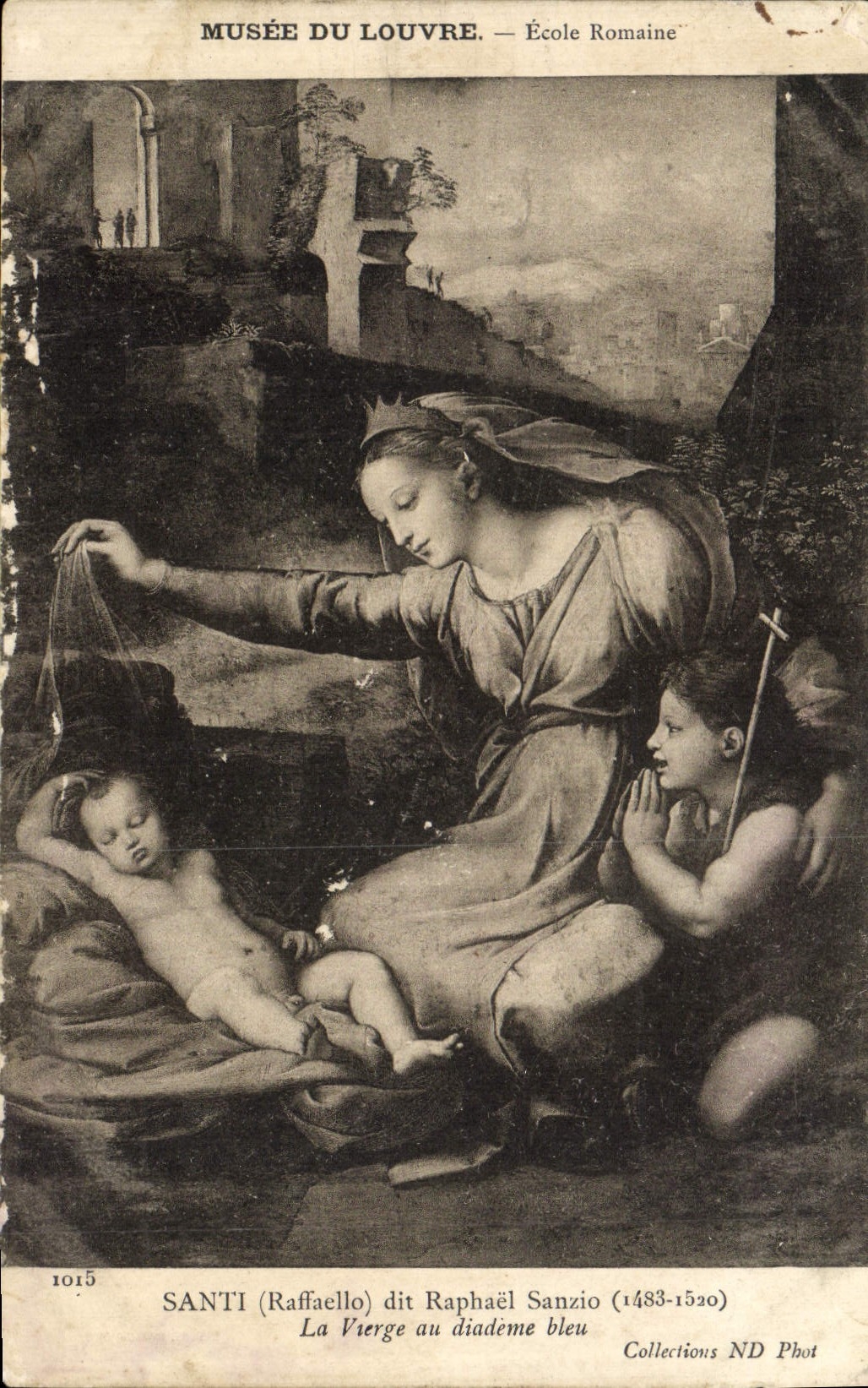 CPA Musee de Louvre Ecole Romaine Santi Raphael Sanzio La vierge au diademe bleue