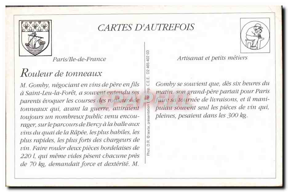 REPRO Les Petits Metiers de Paris Le Marchand de Tonneaux  — Rückseite