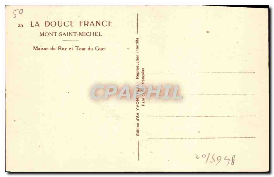 CPA La Douce France Mont Saint Michel Maison Du Roy Et Tour Du Guet — Verso