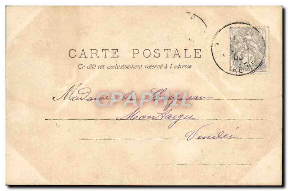 Scène de théâtre — comique militaire et femme tenant un bébé — M.A. éditeur, n° X — Rückseite