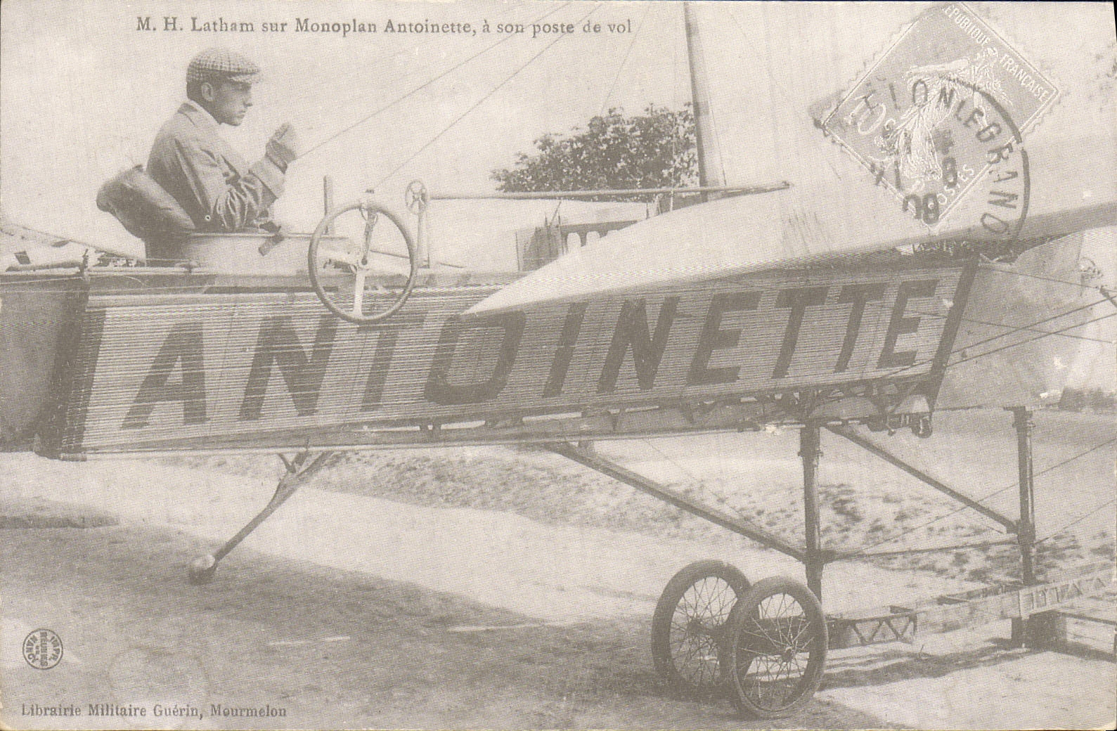 REPRO Champagne Monoplan antoinette L'aviateur Francais Hubert Latham 