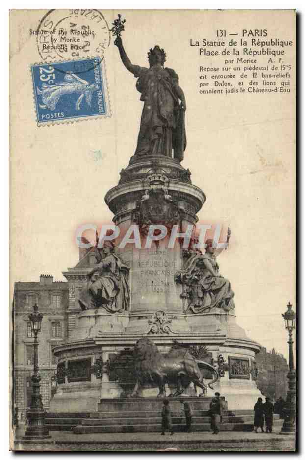 CPA Paris La Statue De La Republique Place De La Republique Lion
