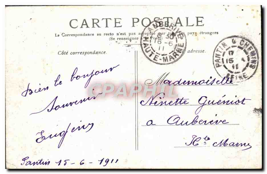 CPA Paris La Statue De La Repbulique — Rückseite