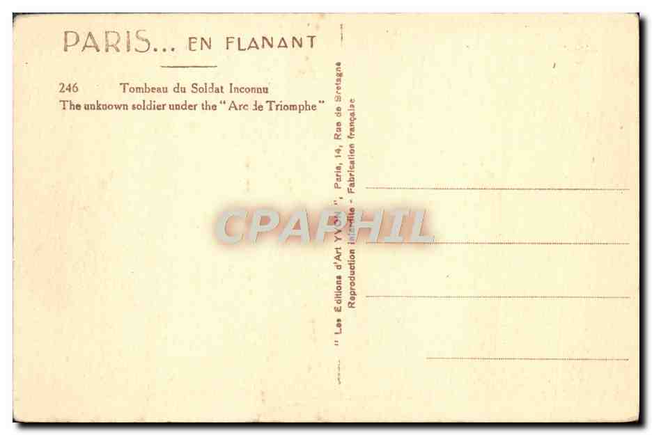 CPA Paris En Flanant Tombeau Du Soldat Inconnu — Rückseite