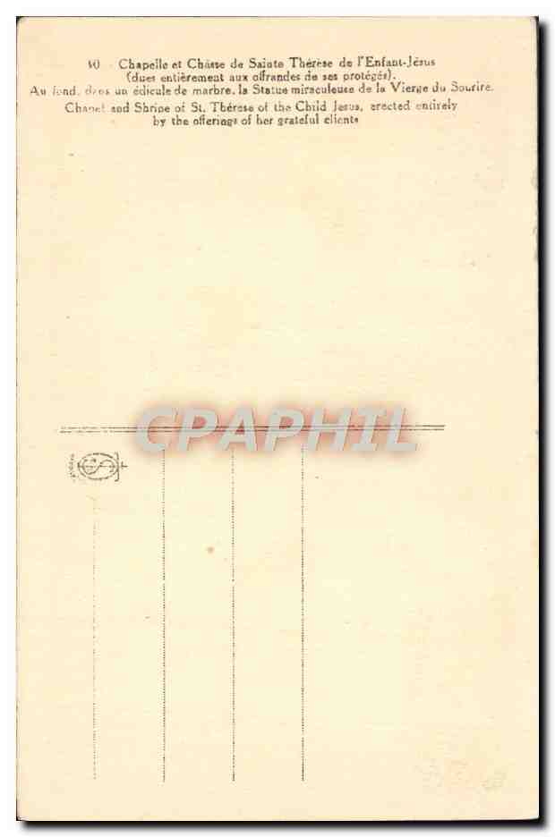 CPA Chapelle Et Chasse De Sainte Therese De l'Enfant Jesus Lisieux — Verso