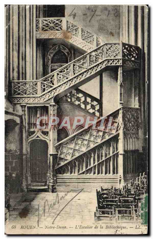 CPA Rouen Notre Dame L'Escalier De La Bibliotheque
