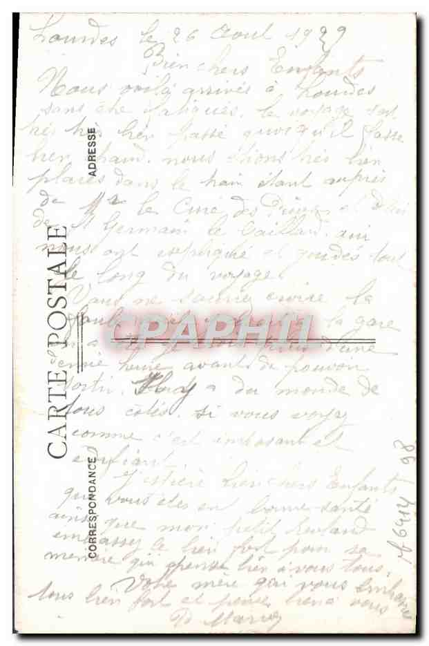 CPA Les Pyrenees Lourdes Le Chateau Fort Et La Ville — Verso
