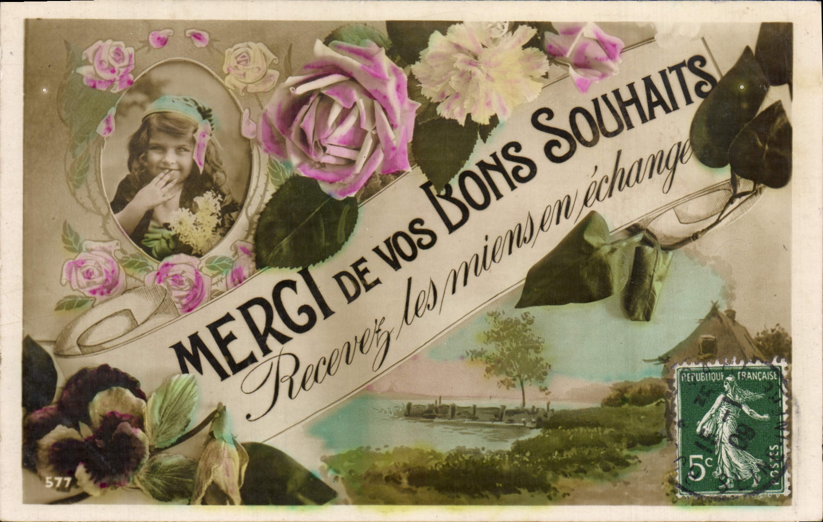 CPA Fantaisie Enfant Fleurs 