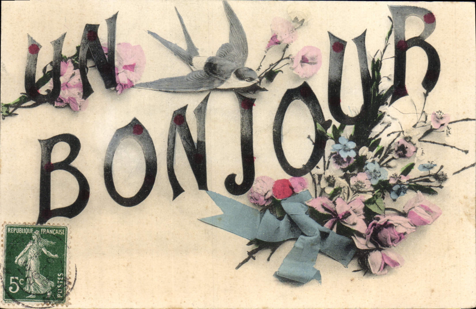 CPA Boujour Fleur Hirondelle