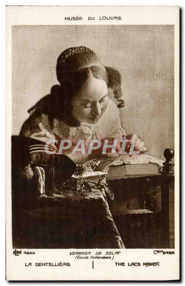 CPA La Denteliere Vermeer de Delft Paris Musee du Louvre