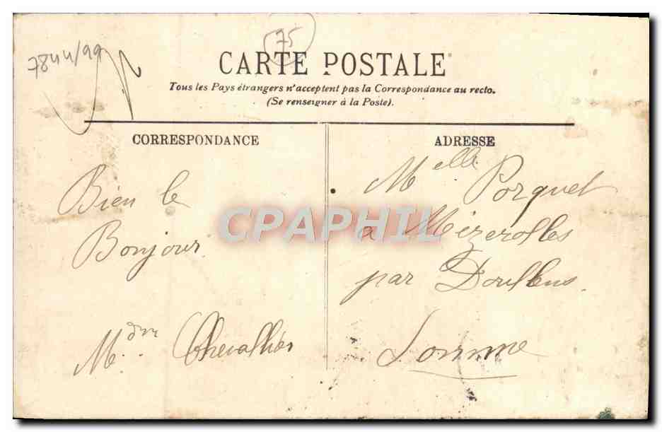 CPA Paris La Rue Souffiot et le Pantheon — Rückseite