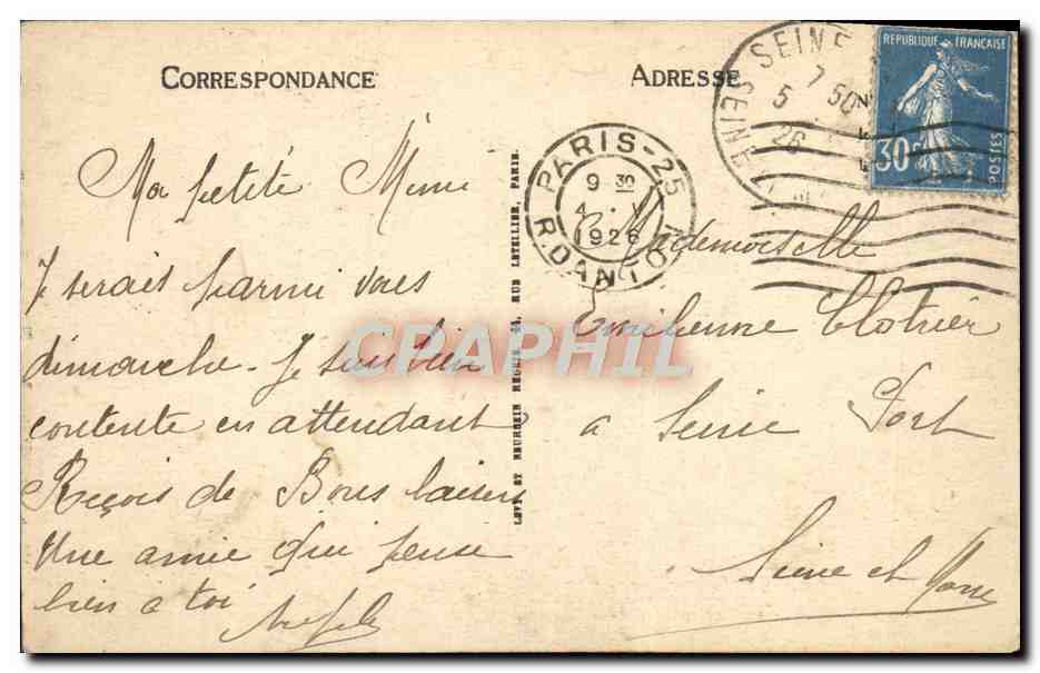 CPA Paris Palais du Luxembourg — Verso