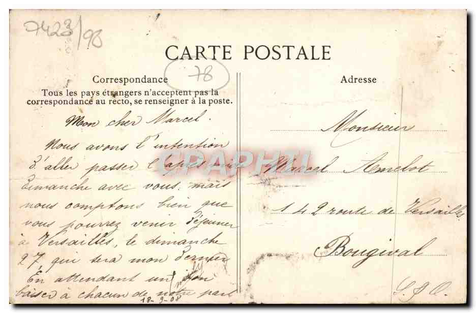 CPA Versailles Le Parc Les Rocailles Bosquet de la Salle de Bal — Verso