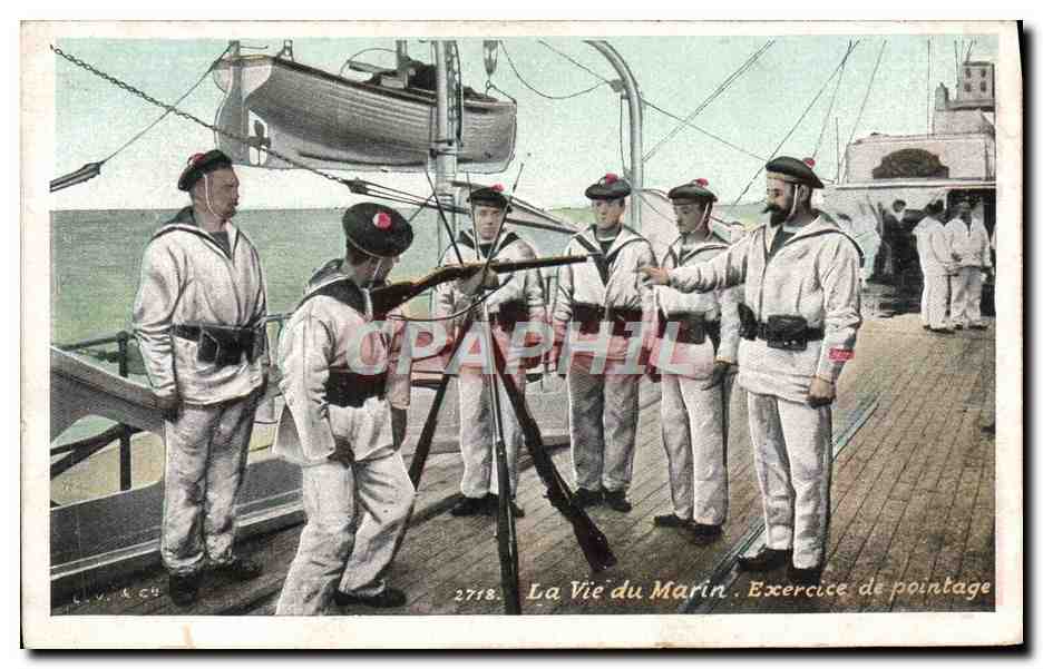 CPA La Vie du Marin Exercice de Pointage Bateau Militaria 