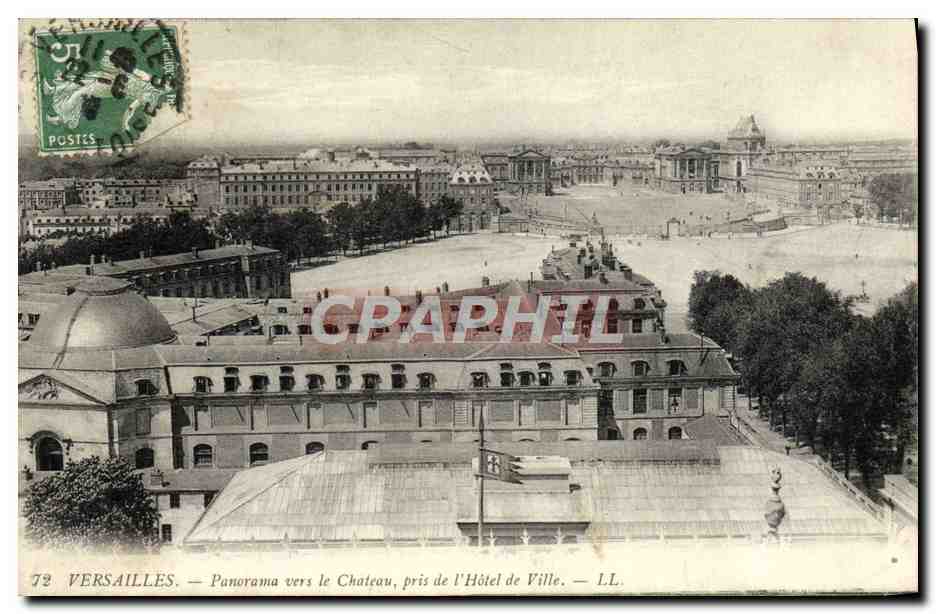 CPA Palais de Versailles Panorama Vers le Chateau Pris de L'Hotel de Ville