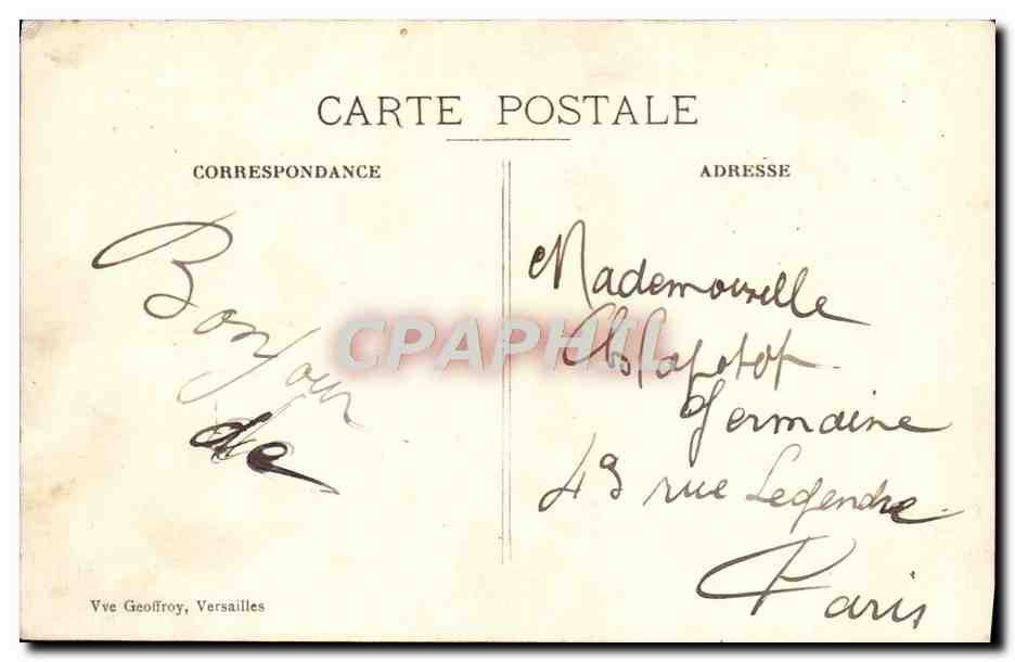 Panorama de VERSAILLES — CPA n°1 — éditeur Vve Geoffroy — Verso