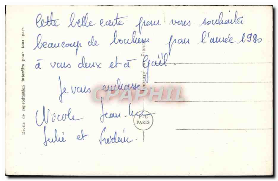 Couple amoureux — texte amoureux — PC Paris n°5919 — Verso