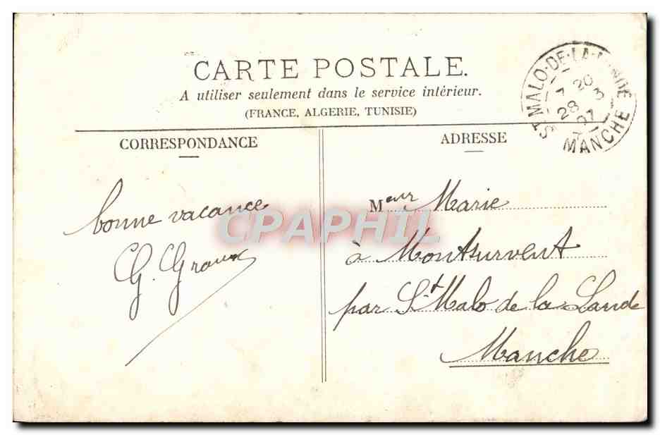 CPA Ville d'Avray Maison de Gambetta Chambre mortuaire — Rückseite