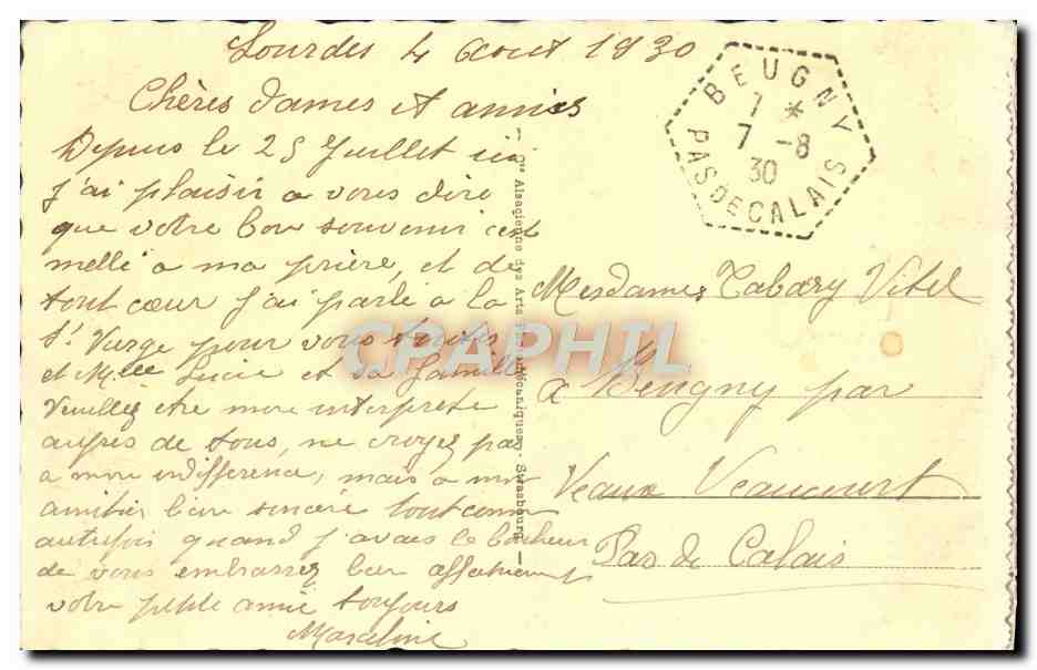 CPA Lourdes Le Calvaire Breton et la Basilique — Verso
