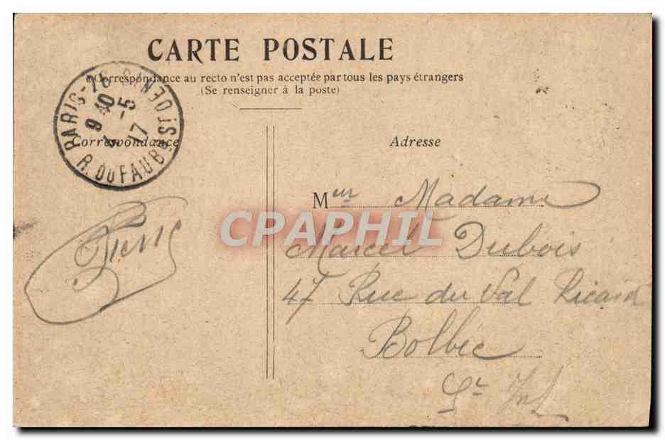 CPA Paris La Bourse — Verso
