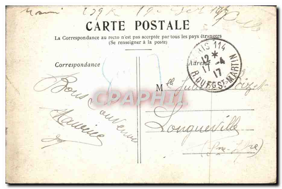 CPA Paris La Bourse — Rückseite