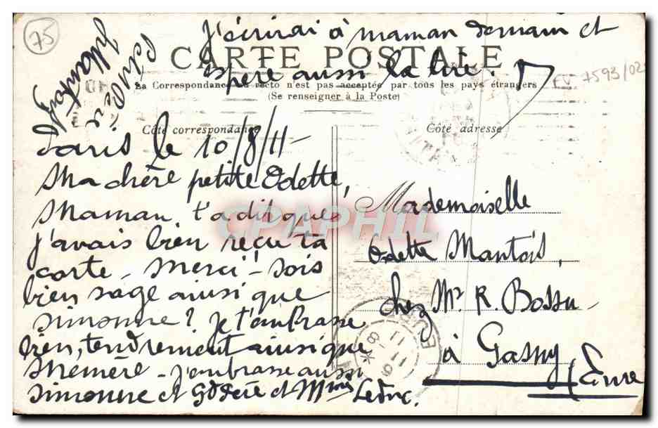 CPA Paris La Bourse — Rückseite