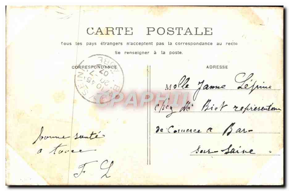 CPA Paris La Bourse — Rückseite