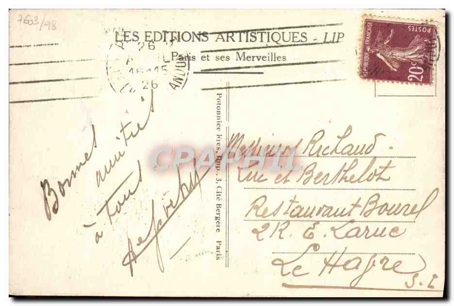 CPA Paris Boulevard des Italiens  — Rückseite