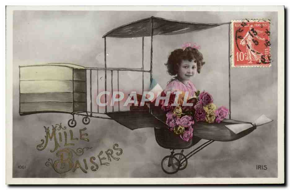 CPA Fantaisie Enfant Avion 
