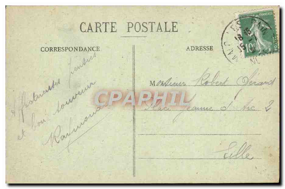 CPA Souvenir De Dunkerque L'hotel de ville et la rue de l'eglise L'avenue de la gare Le pont Thiers Sous Prefecture — Rückseite