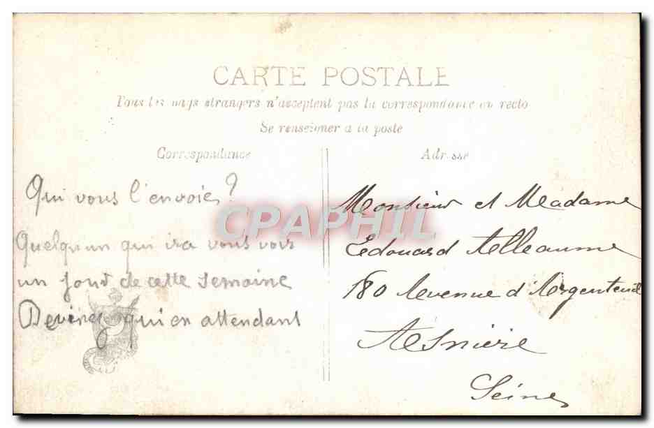CPA Fantaisie Enfants Des Mains de Ces Messagers les Plus Gracieux — Verso