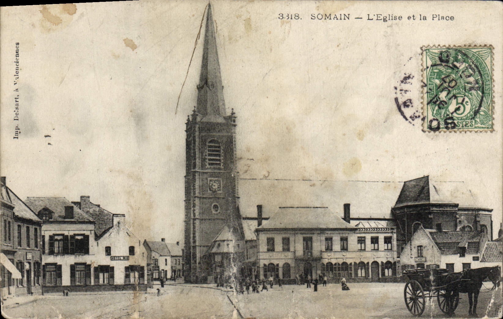 CPA Somain L'Eglise et la Place