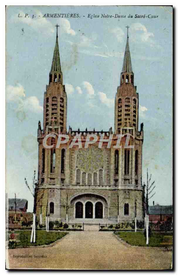 CPA Armentieres Eglise Notre Dame du Sacre Coeur