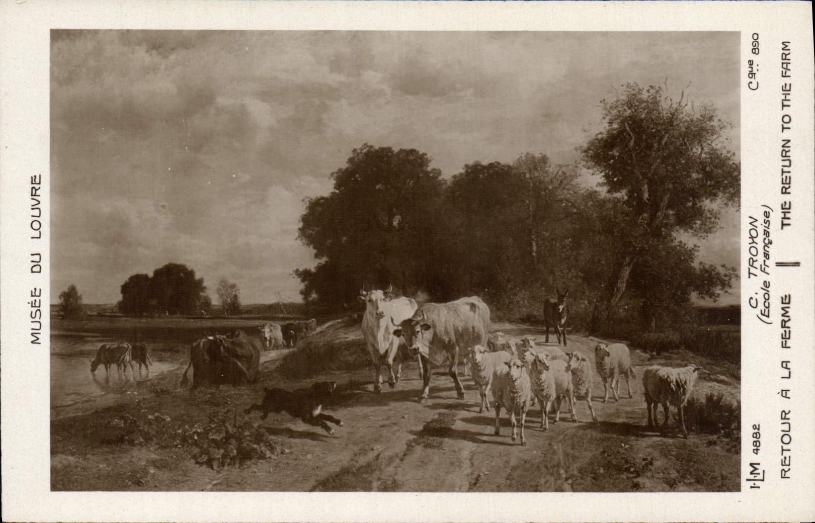 CPA Musee Du Louvre Paris Troyon Retour a la ferme Vache Ane Agneau Chien