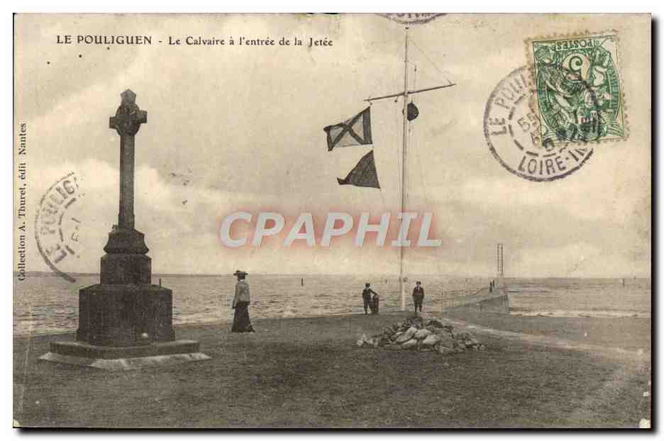 CPA Le Pouliguen Le Calvaire a l'entree de la Jetee