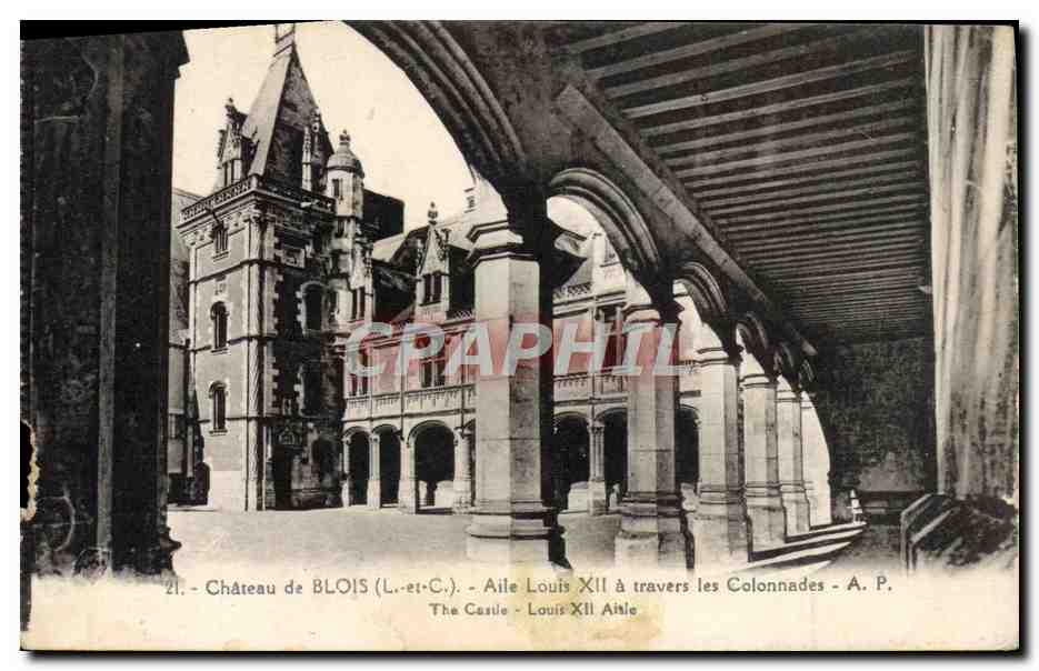 CPA Chareau de Blois Aile Louis XII a travers la colonnade 