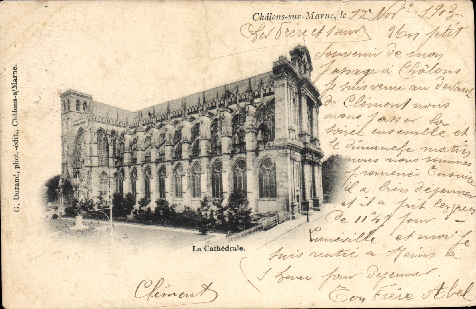 Châlons-sur-Marne — La Cathédrale — G. Durand, phot.édit., Châlons-s/Marne - Recto