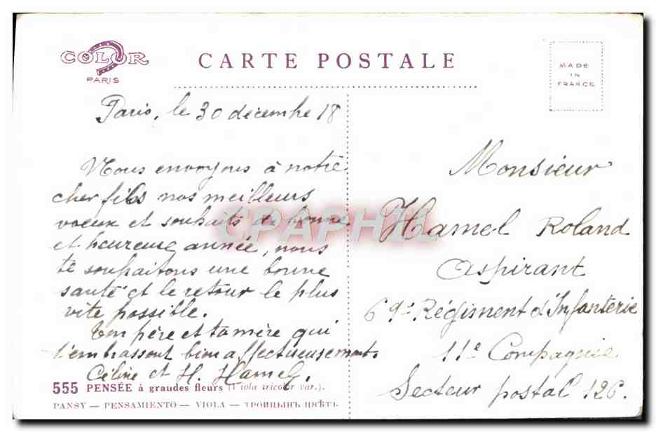 CPA Fantaisie Fleurs  — Rückseite