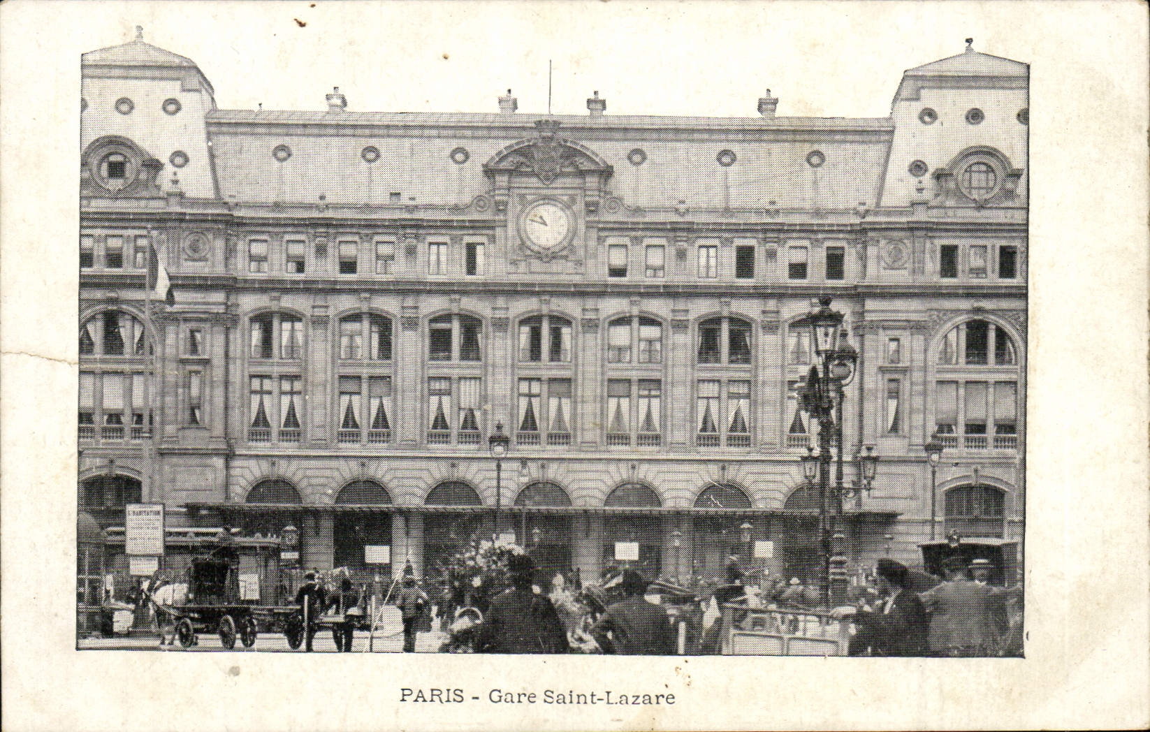 Tarjeta postal antigua París Estación Saint Lazare