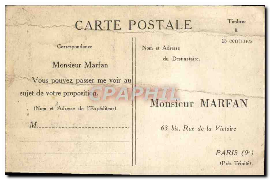 Tarjeta postal antigua París Estación Saint Lazare Cote de la Cour Du Havre y la rue d'Amsterdam — Reverso