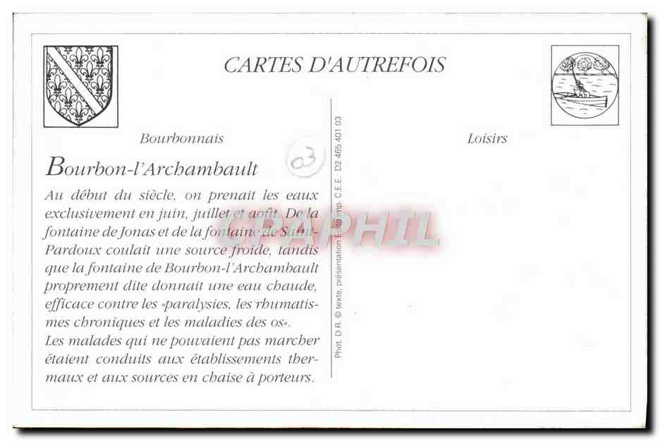 REPRO Allier Bourbon L'Archambault Chaise a Porteurs — Verso