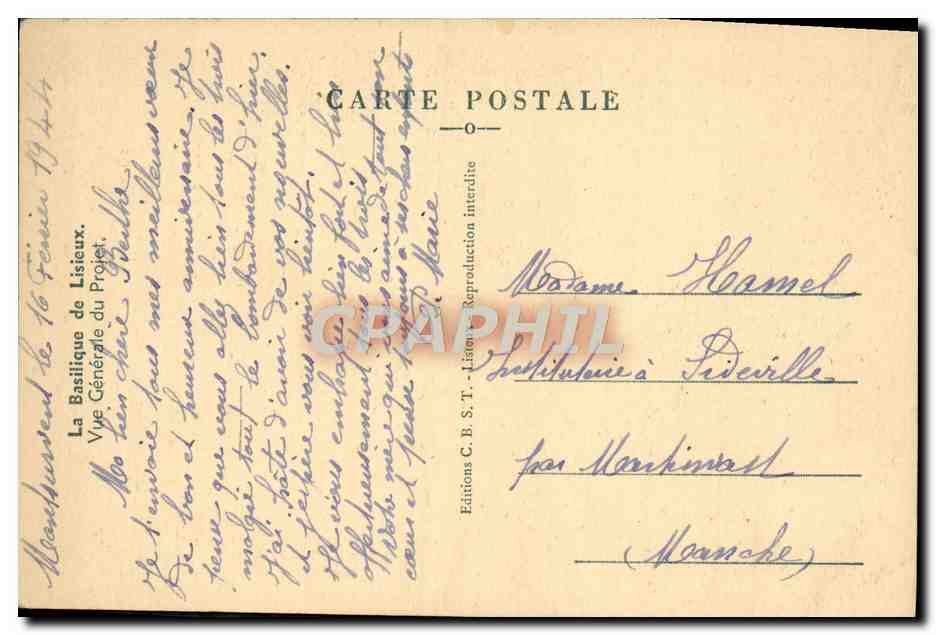 Basilique de Lisieux — Vue Générale du Projet — Éditions C.B.S.T. - Lisieux — Verso