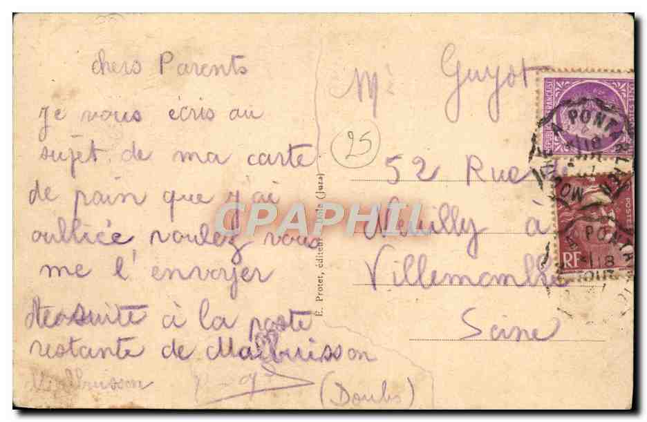 La descente du lait depuis les fermes — La Franche-Comté pittoresque — Éditeur E. Proret, n° 315 — Verso