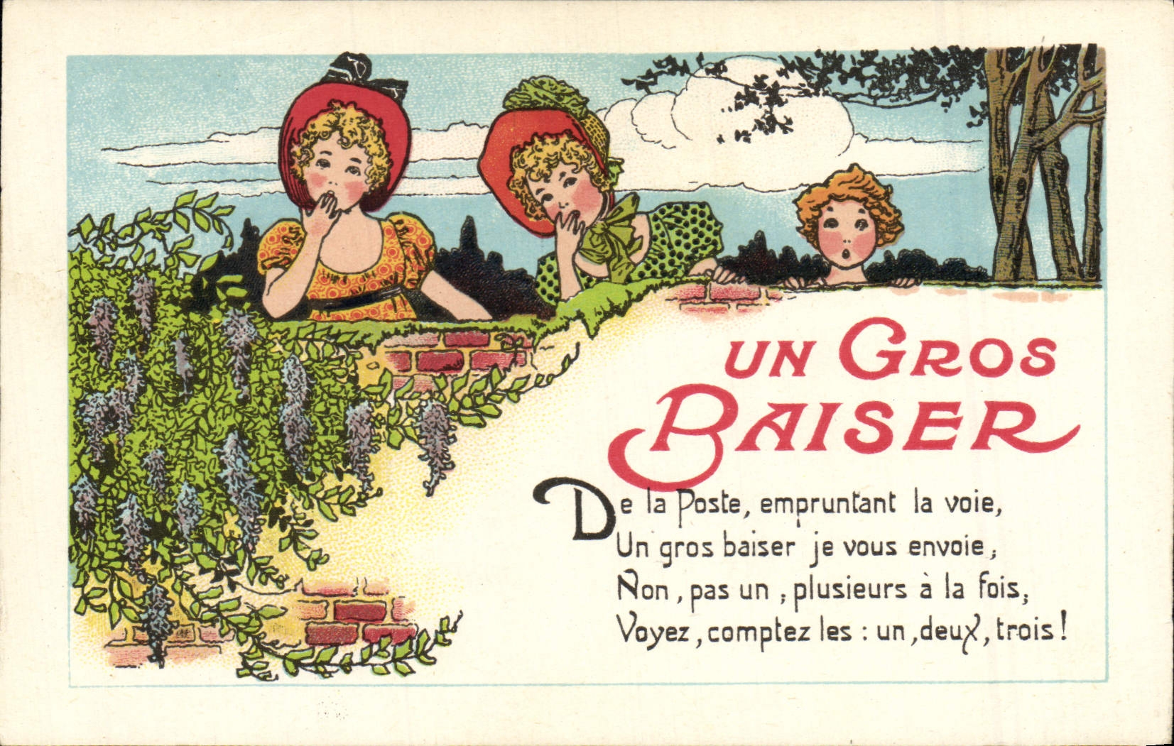 CPA Un Gros Baiser Enfants