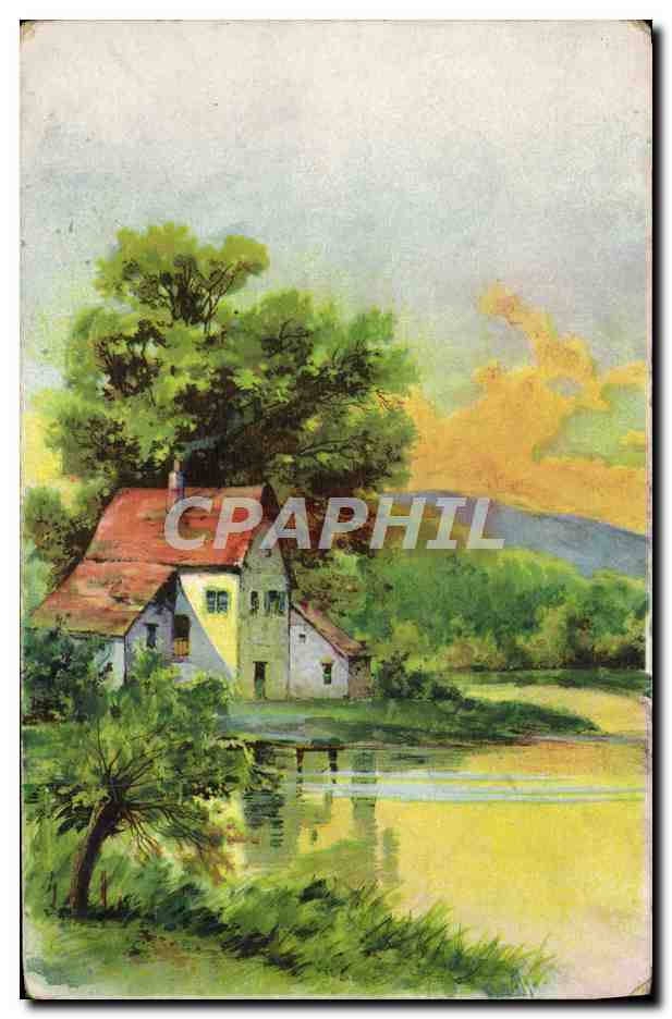 CPA Fantaisie Maison au bord de l'eau