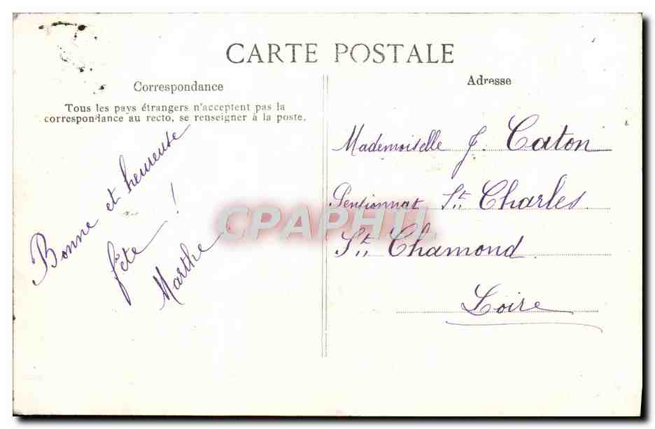 CPA Fantaisie  — Verso
