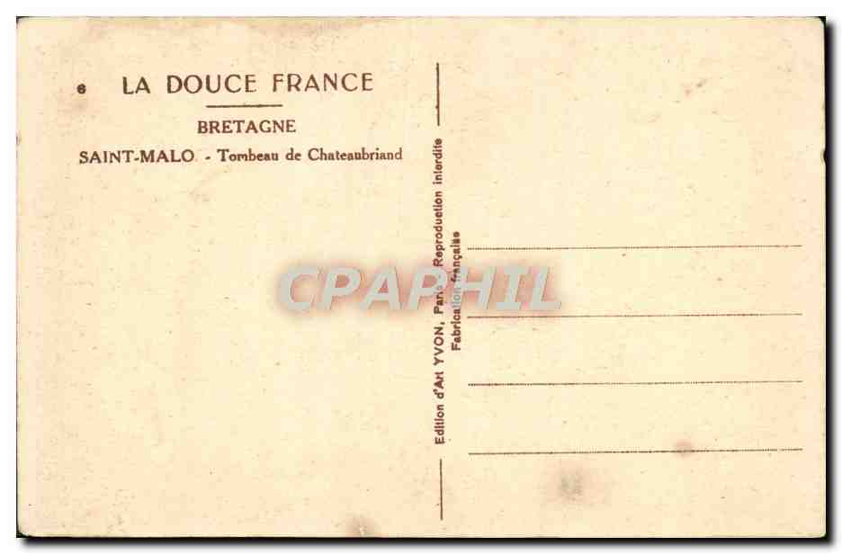 CPA Saint Malo Tombeau de Chateaubriand — Verso