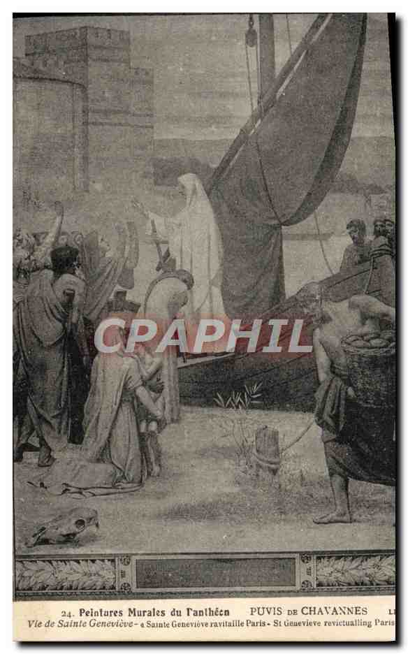 CPA Paris Peintures murales du Pantheon Puvis de Chavanne Vie de Sainte Genevieve
